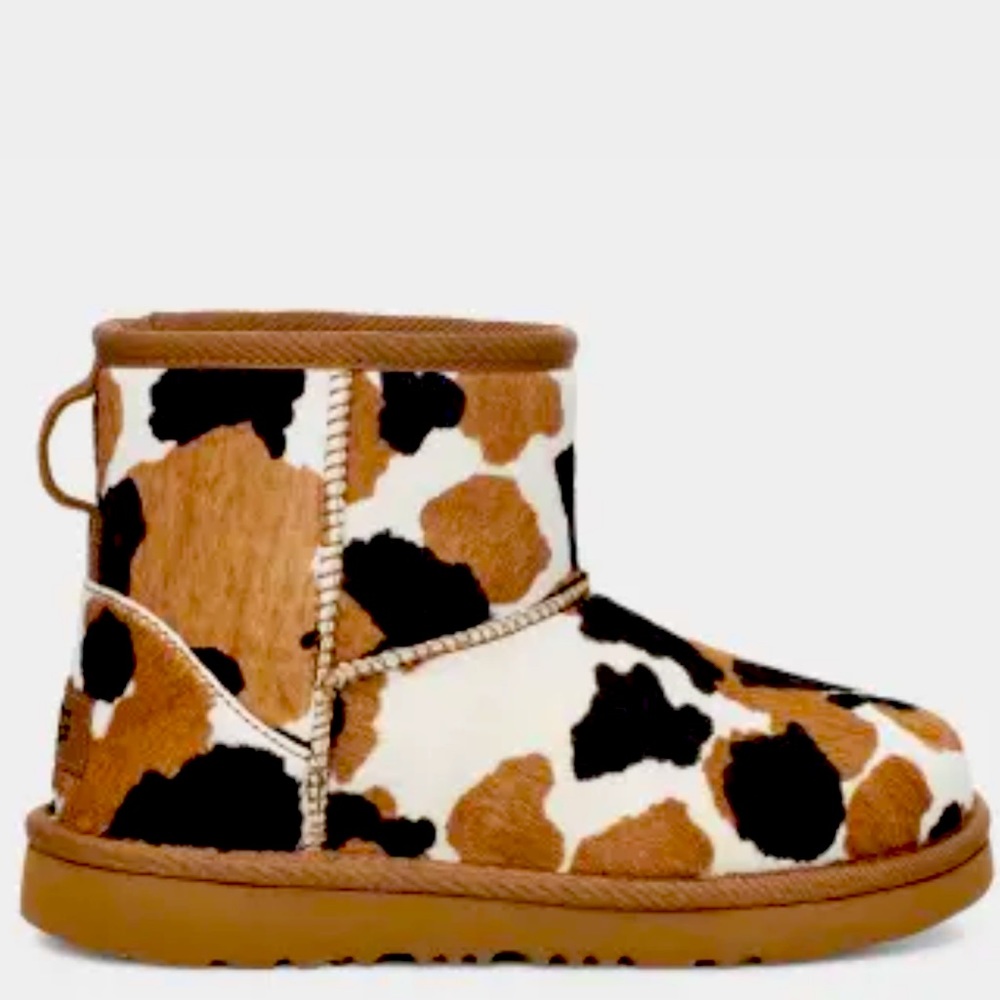 Ugg Kids’ mini cow print boots big kids size 3